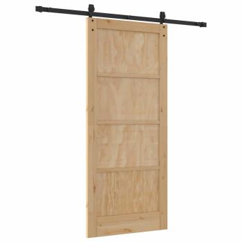 Schiebetür mit Beschlagsatz 86x198,5 cm Massivholz Kiefer, Innentür 'ORKDAL'86x198,5x4 cm Massivholz Kiefer