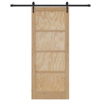 Schiebetür mit Beschlägen 86x211 cm Massivholz Kiefer, Innentür 'ORKDAL'86x211x4 cm Massivholz Kiefer