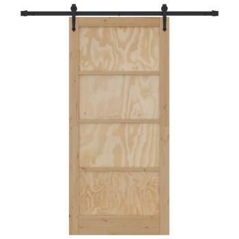Schiebetür mit Beschlagsatz 93x202 cm aus massivem Kiefernholz, Innentür