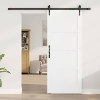 Schiebetür mit Montageset Weiß 83x202 cm Massivholzkiefer, Innentür 'ORKDAL'Weiß 83x202x4 cm Massivholzkiefer