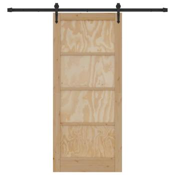 Schiebetür mit Zubehörset 86x198,5 cm aus massivem Kiefernholz, Innentür 'ORKDAL'86x198,5x4 cm aus massivem Kiefernholz
