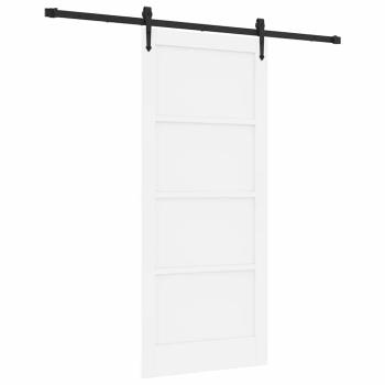 Schiebetür mit Hardware-Set Weiß 86x198,5 cm aus massivem Kiefernholz, Innentür 'ORKDAL'Weiß 86x198,5x4 cm aus massivem Kiefernholz
