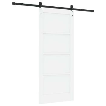 Schiebetür mit Hardware-Set Weiß 86x198,5 cm aus massivem Kiefernholz, Innentür 'ORKDAL'Weiß 86x198,5x4 cm aus massivem Kiefernholz