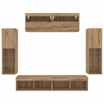 TV-Wandeinheiten mit LED-Lichtern 2 Stück Artisan Eiche 80x30x30 cm, TV-Wandeinheiten mit LED-Lichtern 2 Stück Artisan Eiche 60x30x40 cm