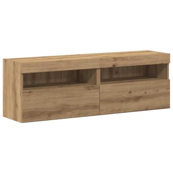 TV-Wandeinheiten mit LED-Lichtern 2 Stück Artisan Eiche 80x30x30 cm, TV-Wandeinheiten mit LED-Lichtern 2 Stück Artisan Eiche 60x30x40 cm