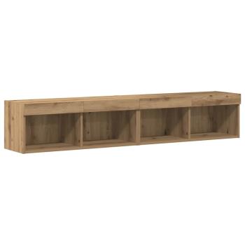 TV-Wandeinheiten mit LED-Lichtern 2 Stück Artisan Eiche 80x30x30 cm, TV-Wandeinheiten mit LED-Lichtern 2 Stück Artisan Eiche 60x30x40 cm