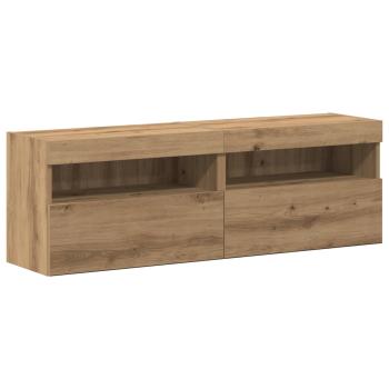 TV-Wandeinheiten mit LED-Lichtern 2 Stück Artisan Eiche 80x30x30 cm, TV-Wandeinheiten mit LED-Lichtern 2 Stück Artisan Eiche 60x30x40 cm