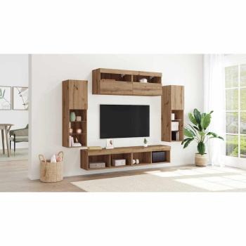 TV-Wandeinheiten mit LED-Lichtern 2 Stück Artisan Eiche 80x30x30 cm, TV-Wandeinheiten mit LED-Lichtern 2 Stück Artisan Eiche 60x30x40 cm