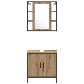 Badezimmer Schrank Eiche 33x33x185.5 cm Holzwerkstoff