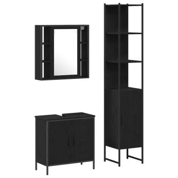 Waschbecken Schrank schwarze Eiche 60x30x60 cm Holzwerkstoff, Badezimmer Schrank schwarze Eiche 33x33x185,5 cm Holzwerkstoff