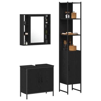 Waschbecken Schrank schwarze Eiche 60x30x60 cm Holzwerkstoff, Badezimmer Schrank schwarze Eiche 33x33x185,5 cm Holzwerkstoff