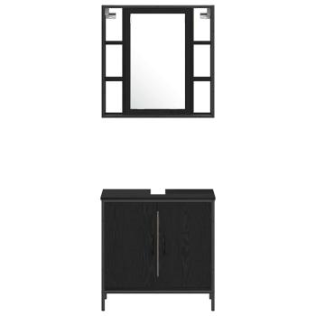 Waschbecken Schrank schwarze Eiche 60x30x60 cm Holzwerkstoff, Badezimmer Schrank schwarze Eiche 33x33x185,5 cm Holzwerkstoff