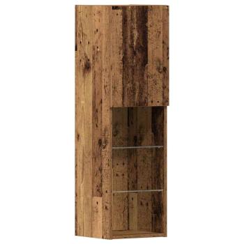TV-Schrank mit LED-Lichtern Alte Holz 40,5x30x102 cm, TV-Wandschränke mit LED-Lichtern 2 Stk Alte Holz 80x30x30 cm