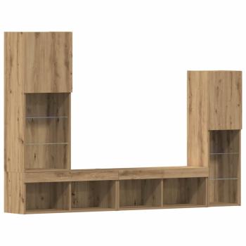 ARDEBO.de - TV Schrank mit LED Lichtern Artisan Eiche 40,5x30x102 cm, TV Wandschränke mit LED Lichtern 2 Stück Artisan Eiche 80x30x30 cm