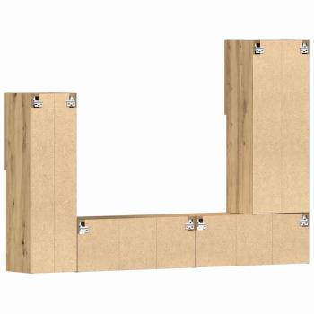 TV Schrank mit LED Lichtern Artisan Eiche 40,5x30x102 cm, TV Wandschränke mit LED Lichtern 2 Stück Artisan Eiche 80x30x30 cm