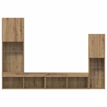 TV Schrank mit LED Lichtern Artisan Eiche 40,5x30x102 cm, TV Wandschränke mit LED Lichtern 2 Stück Artisan Eiche 80x30x30 cm