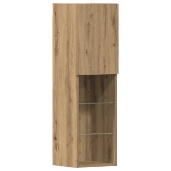 TV Schrank mit LED Lichtern Artisan Eiche 40,5x30x102 cm, TV Wandschränke mit LED Lichtern 2 Stück Artisan Eiche 80x30x30 cm