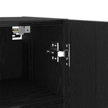 LED TV Schrank Schwarz Eiche 30.5x30x102 cm Technikholz, TV Schrank mit LED-Lichtern Schwarz Eiche 40.5x30x102 cm, TV Wandschränke mit LED-Lichtern 2 Stück Schwarz Eiche 80x30x30 cm