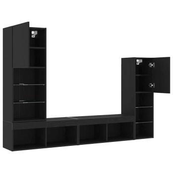 LED TV Schrank Schwarz Eiche 30.5x30x102 cm Technikholz, TV Schrank mit LED-Lichtern Schwarz Eiche 40.5x30x102 cm, TV Wandschränke mit LED-Lichtern 2 Stück Schwarz Eiche 80x30x30 cm