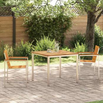 ARDEBO.de - 3-teilige Garten Essgruppe Massivholz Akazie, Outdoor Esstisch 90x90x74,5 cm Massivholz Akazie