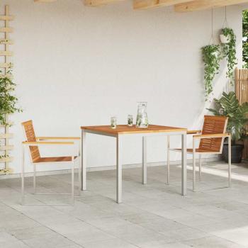 3-teilige Garten Essgruppe Massivholz Akazie, Outdoor Esstisch 90x90x74,5 cm Massivholz Akazie