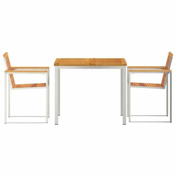 3-teilige Garten Essgruppe Massivholz Akazie, Outdoor Esstisch 90x90x74,5 cm Massivholz Akazie
