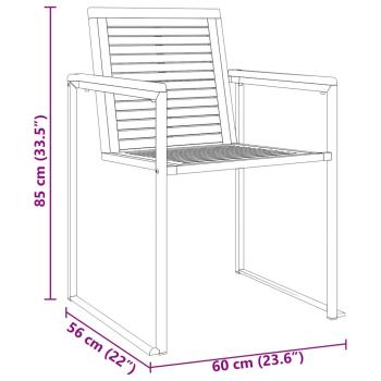 7-teiliges Garten-Essset aus massivem Holz Akazie, Esstisch 200x90x74,5 cm aus massivem Holz Akazie