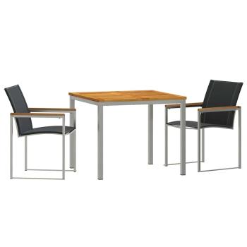 3-teiliges Garten Essset Massivholz Akazie, Outdoor Esstisch 90x90x74.5 cm Massivholz Akazie