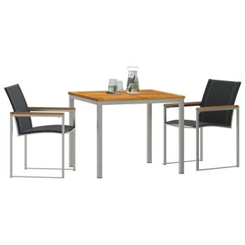 Garten Essgruppe 3 pcs Massives Akazienholz und Edelstahl