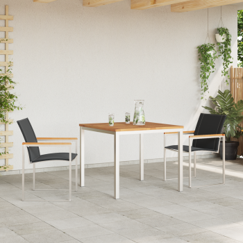 Garten Essgruppe 3 pcs Massives Akazienholz und Edelstahl