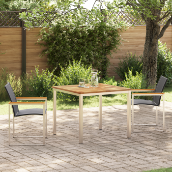 Garten Essgruppe 3 pcs Massives Akazienholz und Edelstahl