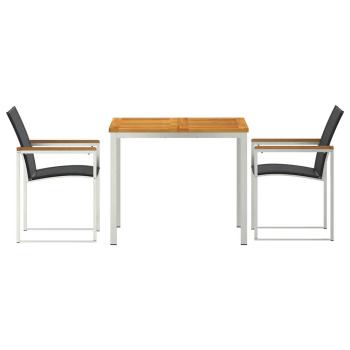 Garten Essgruppe 3 pcs Massives Akazienholz und Edelstahl