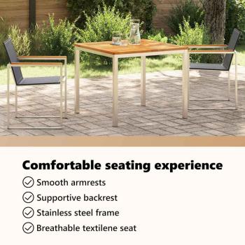 Garten Essgruppe 3 pcs Massives Akazienholz und Edelstahl