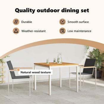 Garten Essgruppe 3 pcs Massives Akazienholz und Edelstahl