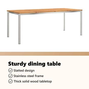 9-teilige Garten Essgruppe aus massivem Akazienholz, Outdoor Esstisch 200x90x74.5 cm aus massivem Akazienholz