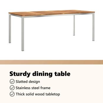 7-teiliges Garten-Essset aus massivem Teakholz, Außentisch 200x90x74.5 cm aus massivem Teakholz