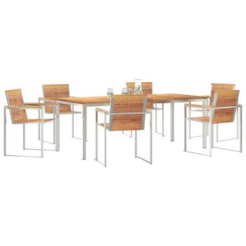 7-teiliges Garten-Essset aus massivem Teakholz, Außentisch 200x90x74.5 cm aus massivem Teakholz