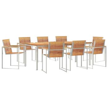 9-teiliges Garten Esszimmer Set aus massivem Teakholz, Außenspeisetisch 200x90x74,5 cm aus massivem Teakholz