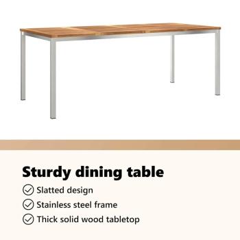 9-teiliges Garten Esszimmer Set aus massivem Teakholz, Außenspeisetisch 200x90x74,5 cm aus massivem Teakholz