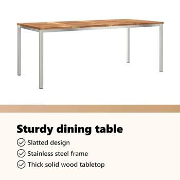 7-teilige Garten Essgruppe Massivholz Teak, Gartentisch 200x90x74,5 cm Massivholz Teak
