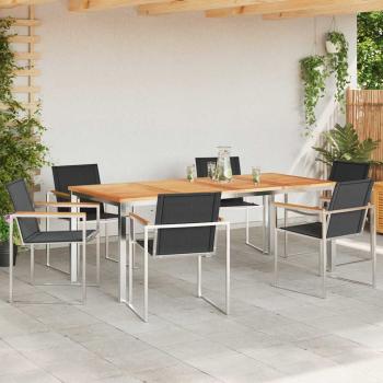 7-teilige Garten Essgruppe Massivholz Teak, Gartentisch 200x90x74,5 cm Massivholz Teak