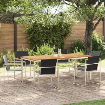 7-teilige Garten Essgruppe Massivholz Teak, Gartentisch 200x90x74,5 cm Massivholz Teak
