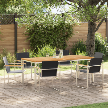 7-teilige Garten Essgruppe Massivholz Teak, Gartentisch 200x90x74,5 cm Massivholz Teak