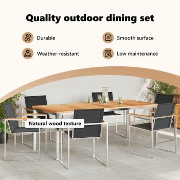 7-teilige Garten Essgruppe Massivholz Teak, Gartentisch 200x90x74,5 cm Massivholz Teak
