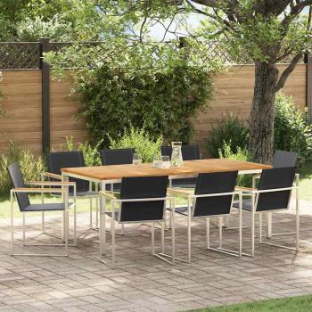 ARDEBO.de - 9-teilige Garten Essgruppe Massivholz Teak, Outdoor Esstisch 200x90x74,5 cm Massivholz Teak