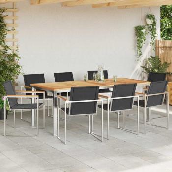 9-teilige Garten Essgruppe Massivholz Teak, Outdoor Esstisch 200x90x74,5 cm Massivholz Teak