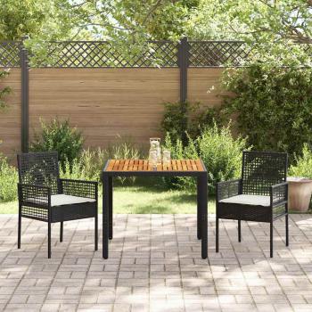Essplatz Set mit 3 Teilen Schwarz Holz Langlebig Patio-Möbel