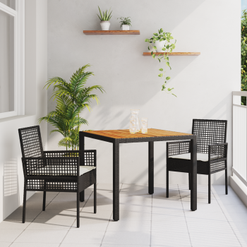 Essplatz Set mit 3 Teilen Schwarz Holz Langlebig Patio-Möbel