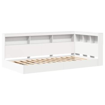 Bücherregal Bett Weiß 90x200 cm aus stranggepresstem Holz