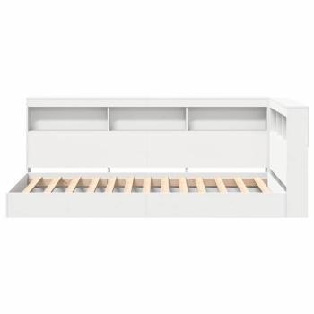 Bücherregal Bett Weiß 90x200 cm aus stranggepresstem Holz